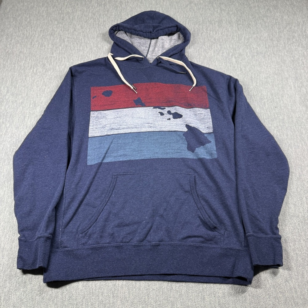 Honolua Surf Co Hoodie Mens XL Blue Hawaii Islands Colorblock Fleece Pullover
